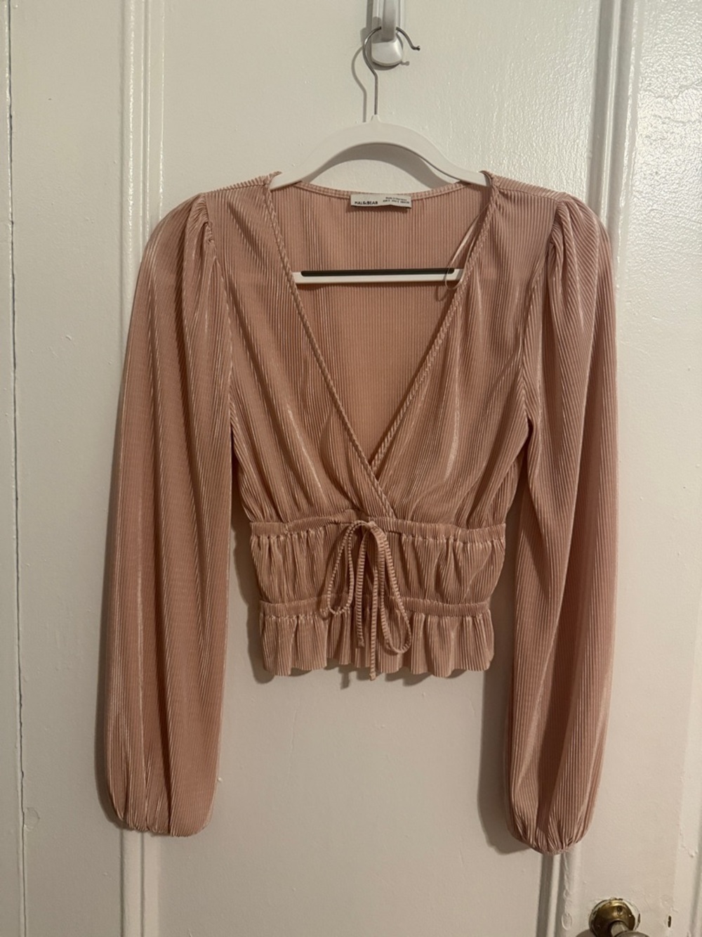 Pull&Bear Dusty Rose Velvet Wrap Blouse